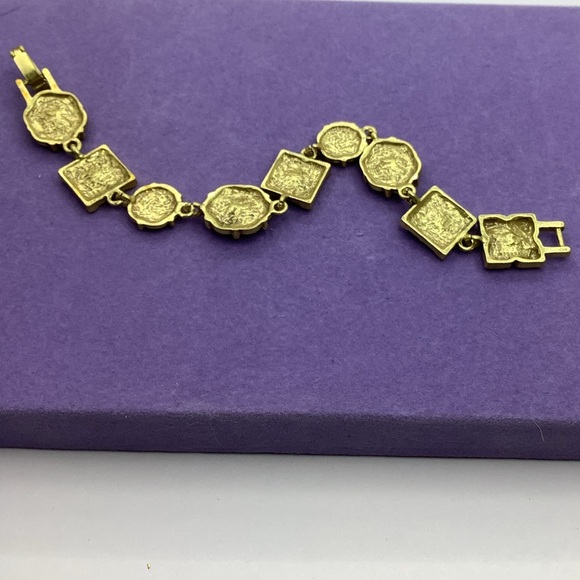 Floral Enamel Book Chain Bracelet in Gold, Pink, and Blue - Picture 2 of 3